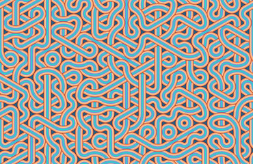 Wavy tangled lines seamless pattern. Retro colors. Hexagonal Truchet, creative coding computational design.