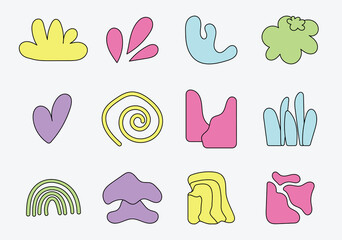 Aesthetic Doodle Hand Drawn Decoration Shape, Abstract Element, Vector Illustration Set