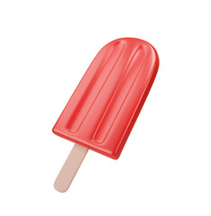 3d element for summer red popsicle ice cream isolated on white background. 