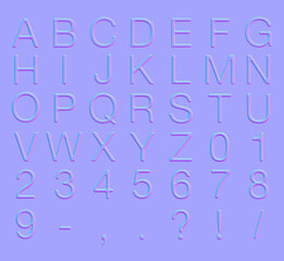 Normal map of alphabets and numbers.