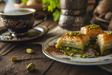 Desserts Eid al-Fitr, Eid al Adha Kahk (Eid Cookies) Arabic filled Pistachio or nut, Ramadan - obrazy, fototapety, plakaty