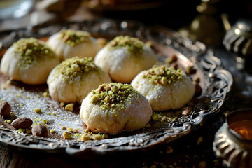 Desserts Eid al-Fitr, Eid al Adha Kahk (Eid Cookies) Arabic filled Pistachio or nut, Ramadan