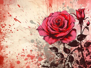 Graffiti Style Rose Vector Background Illustration