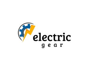 electrical gear logo design template 
flash icon accompanied by gear