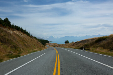 NZ rural road near mount cook 
