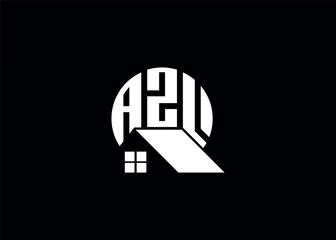 Real Estate Letter AZL Monogram Vector Logo.Home Or Building Shape AZL Logo