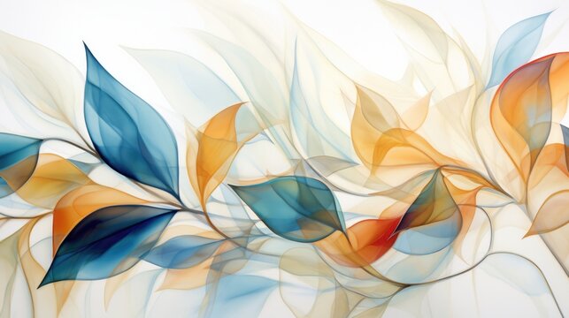 Fototapeta abstract of leaves with pastel colors print out, in the style of transparent layers