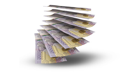 3D rendering of Stacks of Angolan Money 5000 Kwanzas Notes