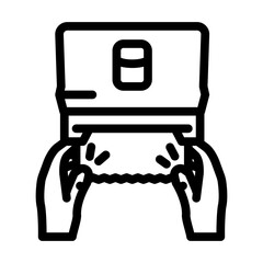 paper cut towel hand line icon vector. paper cut towel hand sign. isolated contour symbol black illustration