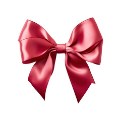 Red bow isolated on transparent background.