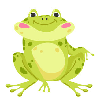 Aquatic animal, anthropomorphic frog with smile