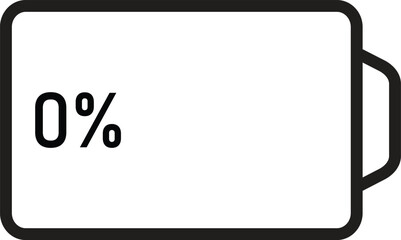 0% Battery charge level indicator icon isolated. Battery charging - power sign. vector