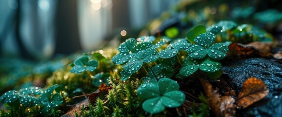 Abstract Fairy Field Leaf Clover Night, HD, Background Wallpaper, Desktop Wallpaper