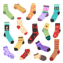 Set of stylish woolen socks with various designs