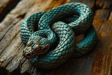 Fototapeta premium A depiction of the Gnostic Ouroboros, a serpent eating its tail, symbolizing infinity and the cycle of life.