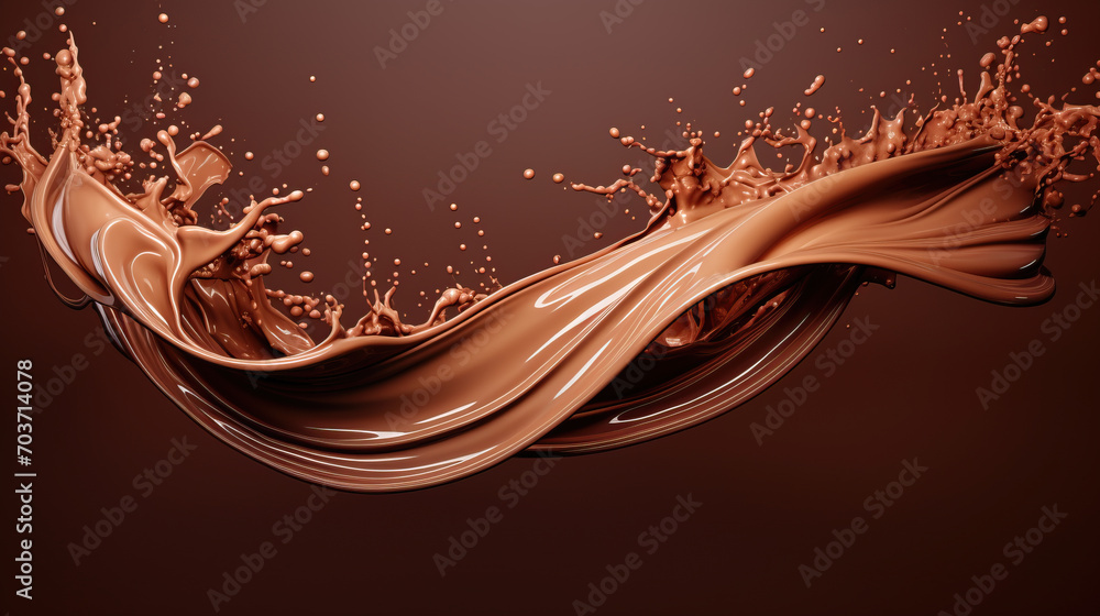 Fototapete chocolate or cocoa splash abstract background, 3d rendering include clipping path