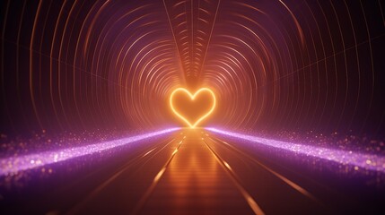 Vibrant Purple and Orange Heart Shape Abstract Background, Perfect for Romantic Concepts and Valentine's Day Celebrations, Beautifully Designed Digital Art for Modern Themes.
