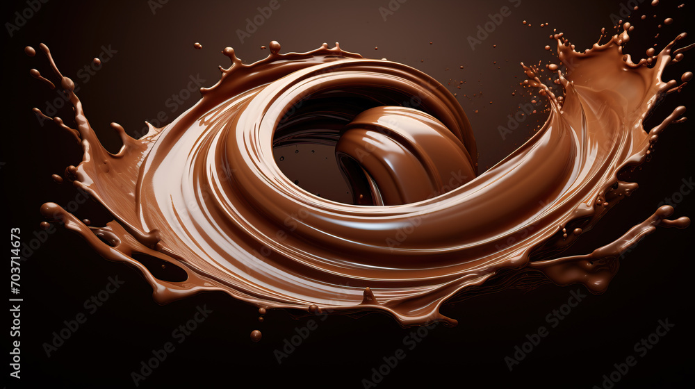 Fototapete chocolate or cocoa splash abstract background, 3d rendering include clipping path