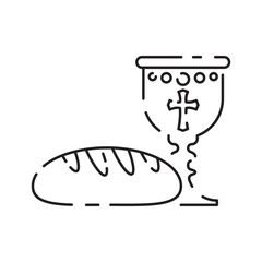 Christianity line icon. Vector religion related icons. Bible, church and cross or Jesus