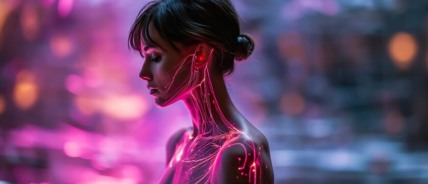 The Human Body In X-Ray Radiation. Illustration On The Theme Of Medicine And Health. Generative AI