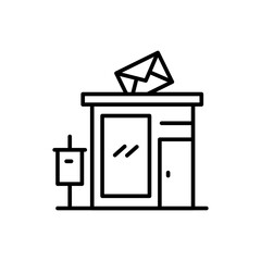 Post office outline icons, minimalist vector illustration ,simple transparent graphic element .Isolated on white background