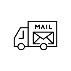 Mail truck outline icons, minimalist vector illustration ,simple transparent graphic element .Isolated on white background