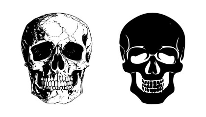set of skull silhouettes on isolated background