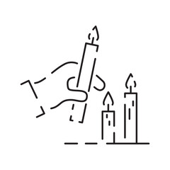 Christianity line icon. Vector religion related icons. Bible, church and cross or Jesus. Old cathedral, Medieval sign