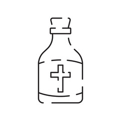 Christianity line icon. Vector religion related icons. Bible, church and cross or Jesus. Old cathedral, Medieval sign