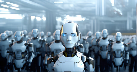 human robot portraits with robotics army