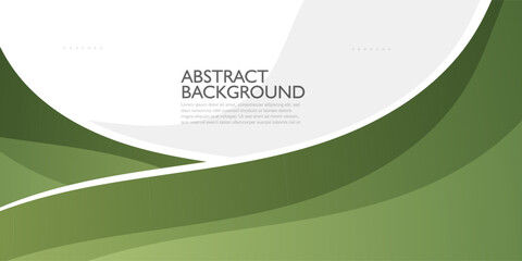 Simple green geometric business banner design. Creative banner design with wave shapes and lines on white background for template. Simple horizontal banner. Eps10 vector