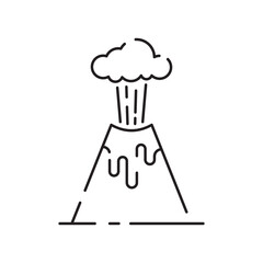 Volcanic activity linear icon. Volcanic eruptions are major source of natural pollution problem. Natural disaster illustration. Contour symbol. Vector isolated outline