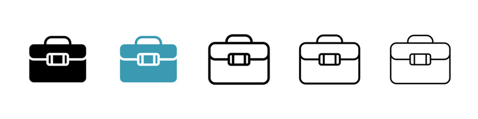 Laptop bag vector icon set. Tech carrycase vector symbol for UI design.