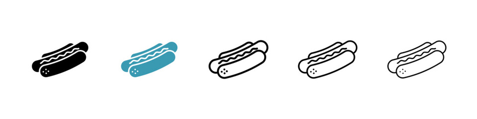 Hot dog vector icon set. Fast food vector symbol for UI design. - obrazy, fototapety, plakaty