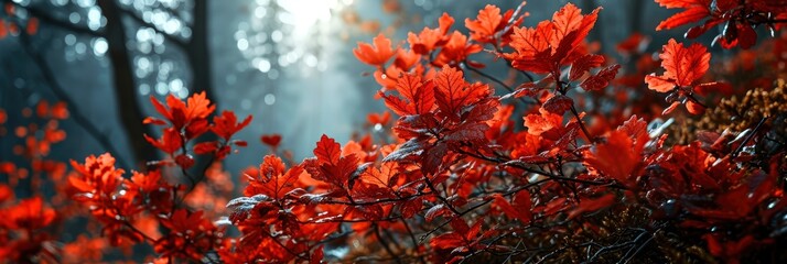 Autumn Creative Composition Red Leaves Wild, Banner Image For Website, Background, Desktop Wallpaper