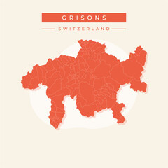 Obraz premium Vector illustration vector of Grisons map Switzerland