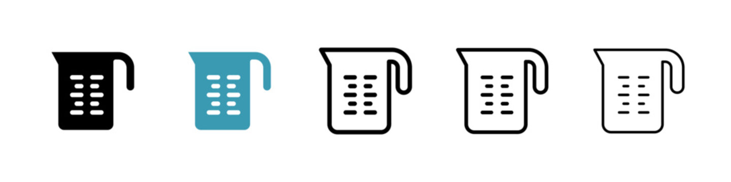 Measuring cup vector icon set. Liquid scale vector symbol for UI design.