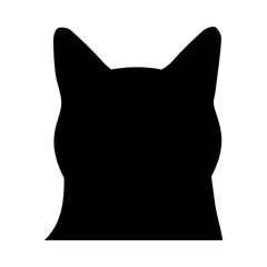Cat head silhouette illustration on isolated background