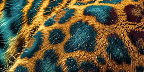 Closeup leopard skin with in trendy holographic Featuring a Texture Geometric Design.