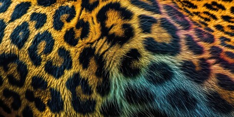 Closeup leopard skin with in trendy holographic Featuring a Texture Geometric Design.