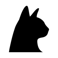 Cat head silhouette illustration on isolated background