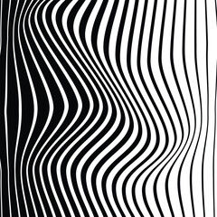 abstract monochrome geometric black thin to thick vertical wave line pattern.