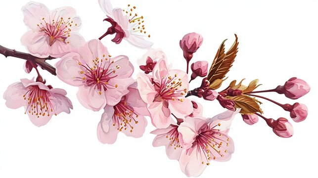 cherry blossom branch with sakura flower. sakura white background.