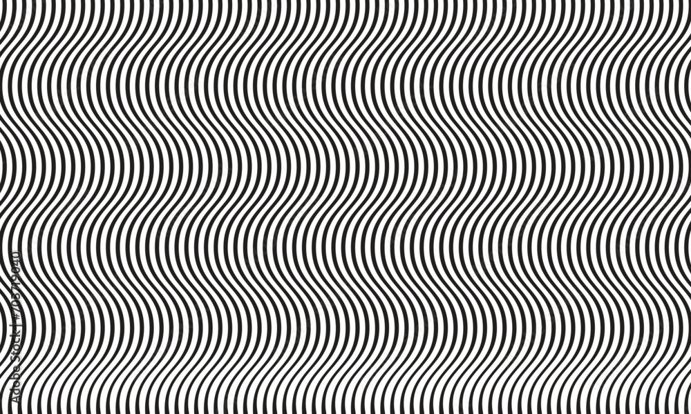 Poster abstract monochrome geometric black vertical wave line pattern.