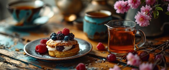 Concept Romantic Tea French Shu Cake, HD, Background Wallpaper, Desktop Wallpaper