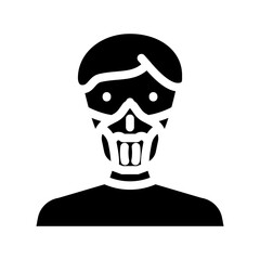 respirator mask face glyph icon vector. respirator mask face sign. isolated symbol illustration