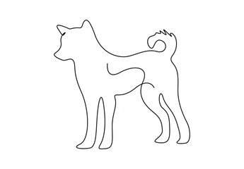 Continuous single line drawing of dog pet. Dog icon simple silhouette. Isolated on white background vector illustration. Vector illustration 