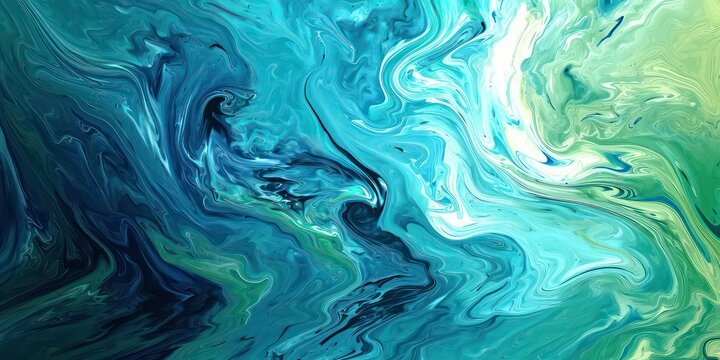 Captivating blue and bright green abstract background swirling.