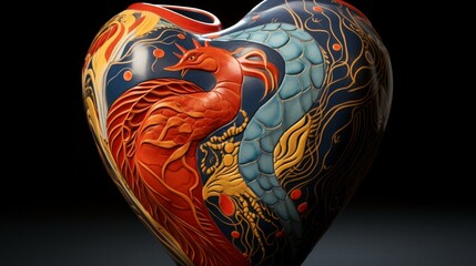 A photorealistic human heart suspended in mid-air