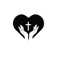 Heart cross and hands